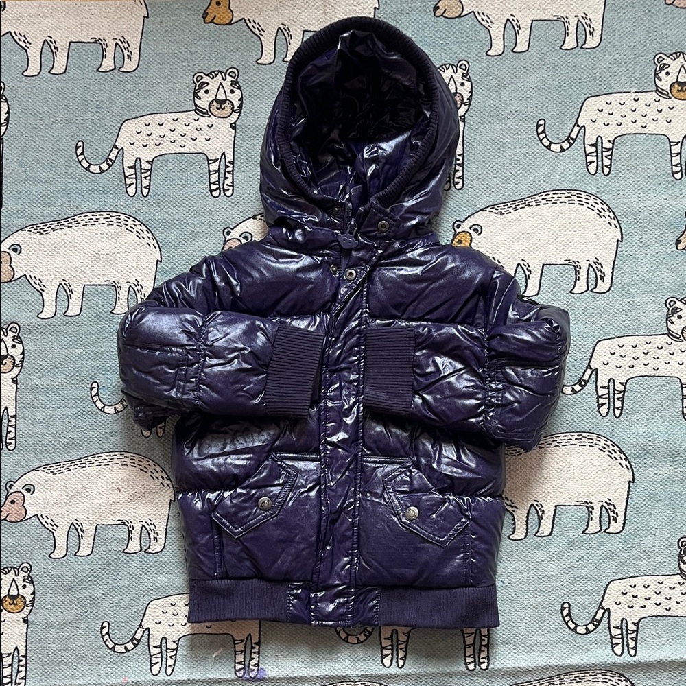 Stylish Purple Hooded Puffer Jacket for girls, sz 5